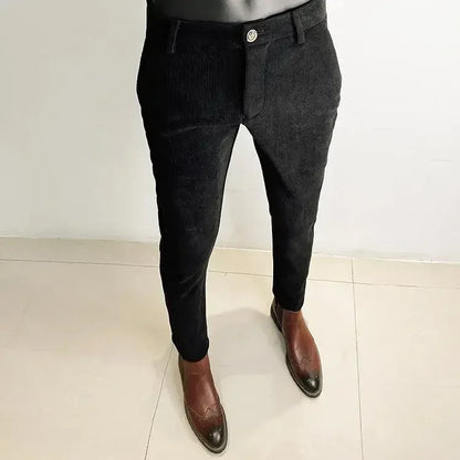 2025 Winter Men Suit Pants Woolen Thicken Keep Warm Formal Trousers Pantalones Hombre Solid Casual Slim Fit Pants Men Clothing