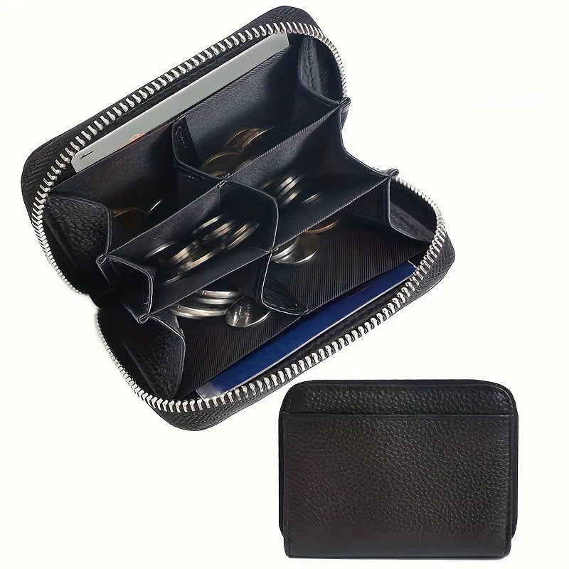 Nouveau porte-monnaie simple en cuir PU pour femmes et hommes, mini portefeuilles zippés, portable, avec plusieurs fentes pour pièces de monnaie, porte-cartes, petit portefeuille