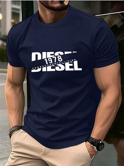 New European and American Trendy Men's Fashionable Casual Short Sleeved T-shirt, Solid Color T-shirt, Men's Summer Sports Tops