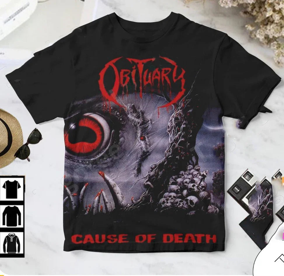Classic Rock Obituary Album 3D Print T-shirt Summer Unisex Streetwear Men Women Hip Hop Trend Short Sleeve Tee Oversized Y2k Top