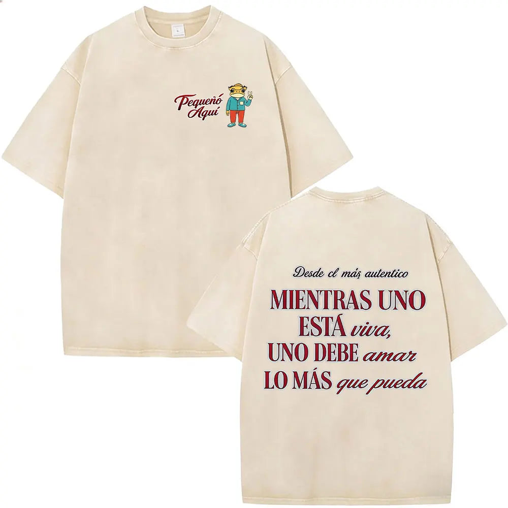 Washed Vintage Rapper Bad Bunny T-shirt Debi Tirar Mas Fotos DTMF World Tour Album T Shirts Men Women Fashion Hip Hop T-shirts