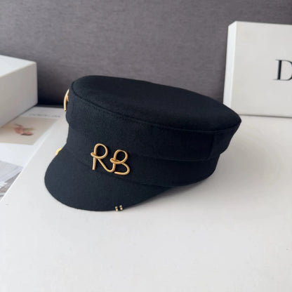 New  Women's Fashion Flat Cap British Retro Newsboy caps with Earrings Pierced Baker Boy Cap
