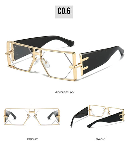 2025 New Hollow Sunglasses Men Women Hip Hop Internet Celebrities Ins Fashion Sun Glasses Ladies Female Alloy Frame Square UV400