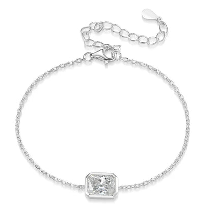 1/2Carat Bezel Set Solitaire Moissanite Diamond Bracelet for Women 925 Silver Marquise/Pear/Oval/Radiant Cut Diamond Hand Chain