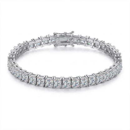 Princess Cut Moissanite Bracelets for Women s925 Sterling Silver Plated 18k White Gold GRA Certified Wedding Bracelet