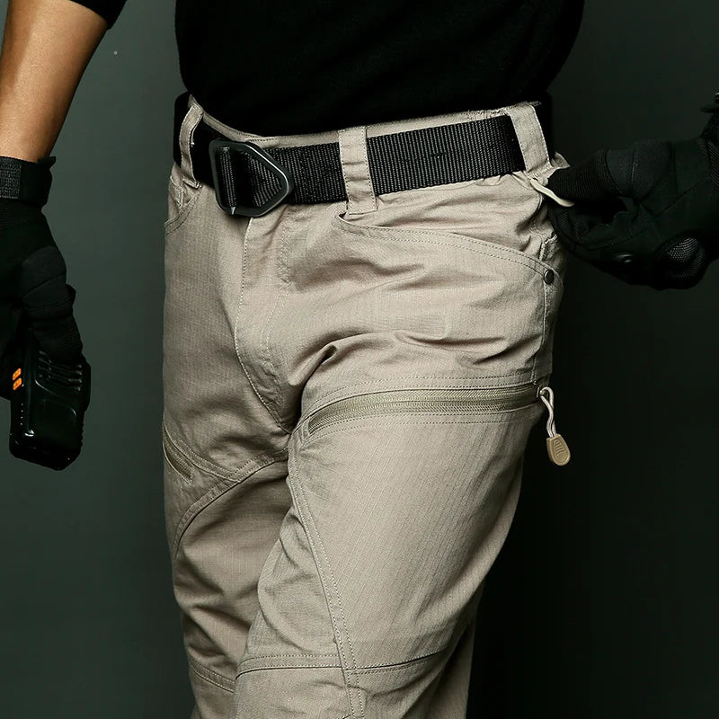 Stretch Tactical Pants Men Water Resistant Rip Stop Cotton Outdoor Work Cargo Pants Multi-Pocket Lightweight Combat Hiking Pants