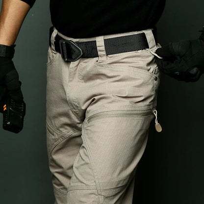 Stretch Tactical Pants Men Water Resistant Rip Stop Cotton Outdoor Work Cargo Pants Multi-Pocket Lightweight Combat Hiking Pants