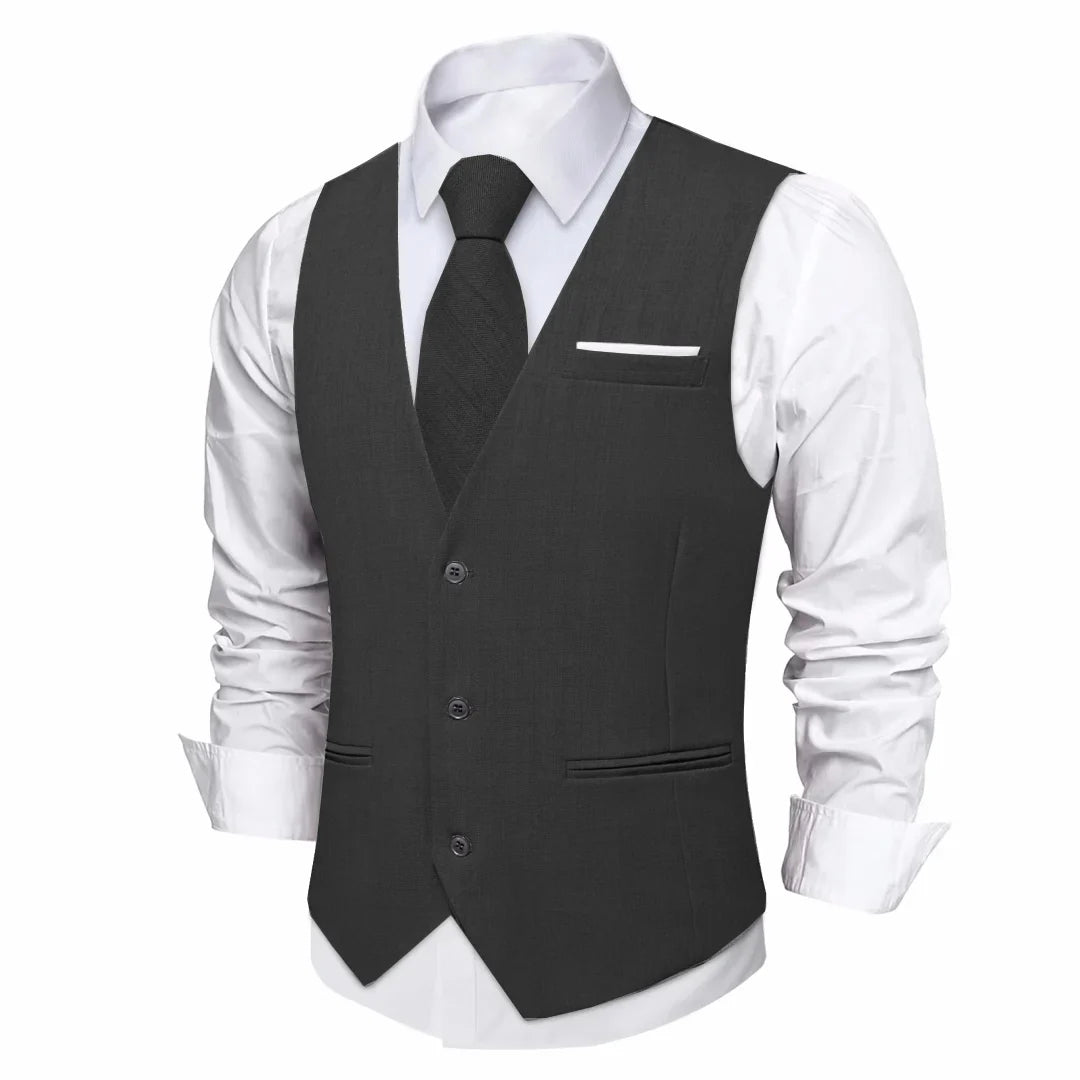 Fashion Men Vest Blue Single Breasted V Neck Solid Waistcoat For Wedding Birthday Party Prom Business Daily Casual Men Suit Vest