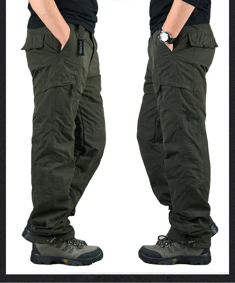 Tactical Fleece Pants Men Winter Outdoor Work Cargo Trousers Thicken Warm Baggy Long Trousers Male Multi-pocket Tactical Pants