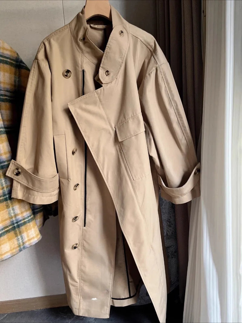 long blazer jacket women khaki Single Breasted Long Sleeve lapel collar warm Spring Autumn Lady Blazer