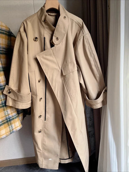 long blazer jacket women khaki Single Breasted Long Sleeve lapel collar warm Spring Autumn Lady Blazer