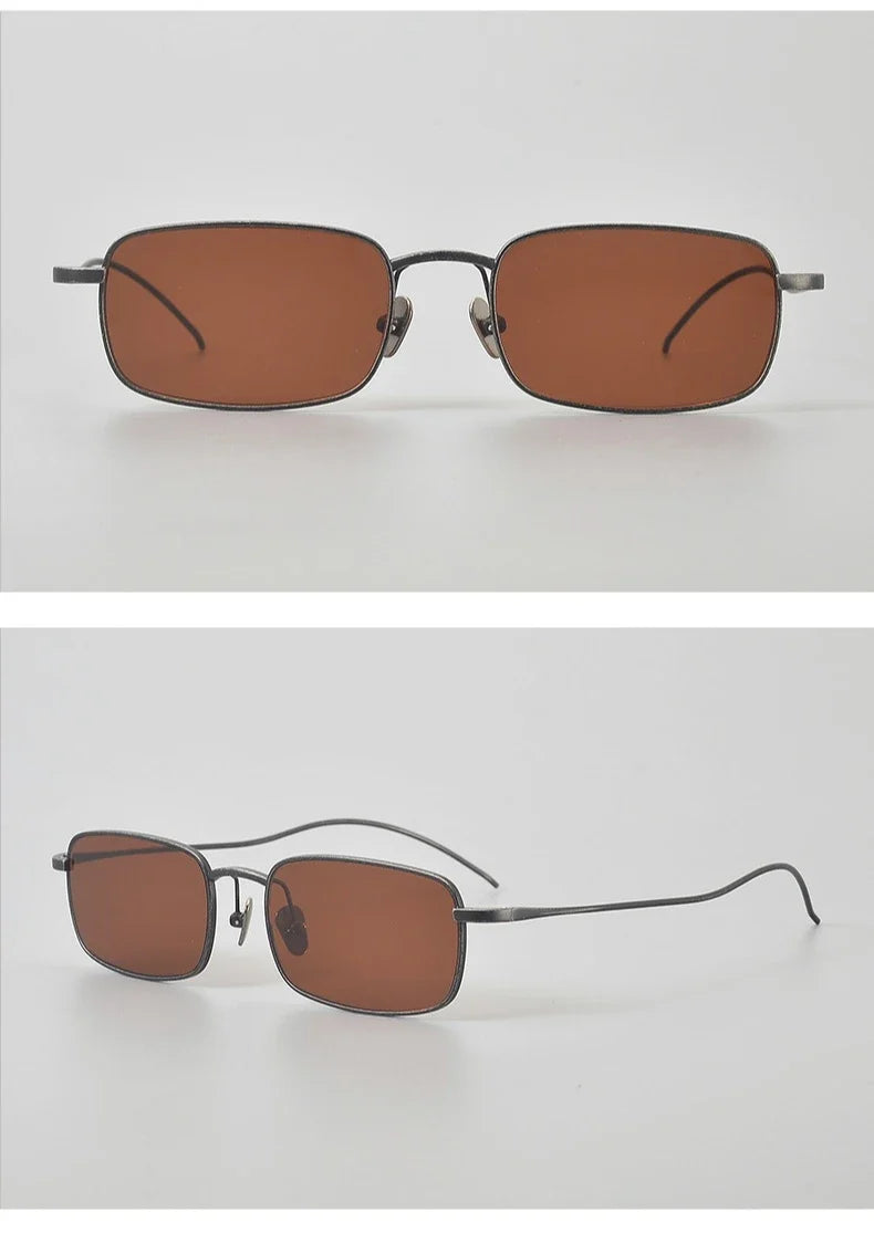 Top Quality Pure Titanium UV400 Protection Small Square Women Sunglasses Brand Ultra-light Rectangular Man Sun Glasses Eyewear