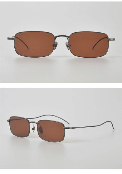 Top Quality Pure Titanium UV400 Protection Small Square Women Sunglasses Brand Ultra-light Rectangular Man Sun Glasses Eyewear