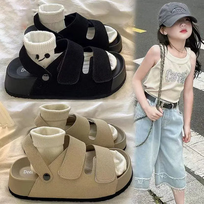 Boys Girls Summer Slippers Fashion Anti-slip Outdoor Beach Sandals 2026 New Soft Sole PU Slides Unisex House Bath Shoes