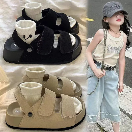 Boys Girls Summer Slippers Fashion Anti-slip Outdoor Beach Sandals 2026 New Soft Sole PU Slides Unisex House Bath Shoes