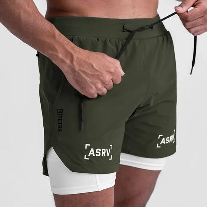 Mens Quick Dry 2 in 1 Double-deck Shorts Gym Fitness Basketball Jogger Short Pants Summer Sports Workout Bottoms Sweatpants