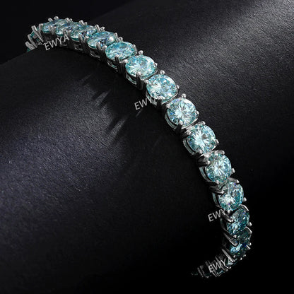 Luxury Real 3/4/5/6.5MM Full Champagne Blue Green Moissanite Tennis Bracelet for Men Women S925 All Red Diamond Bracelets