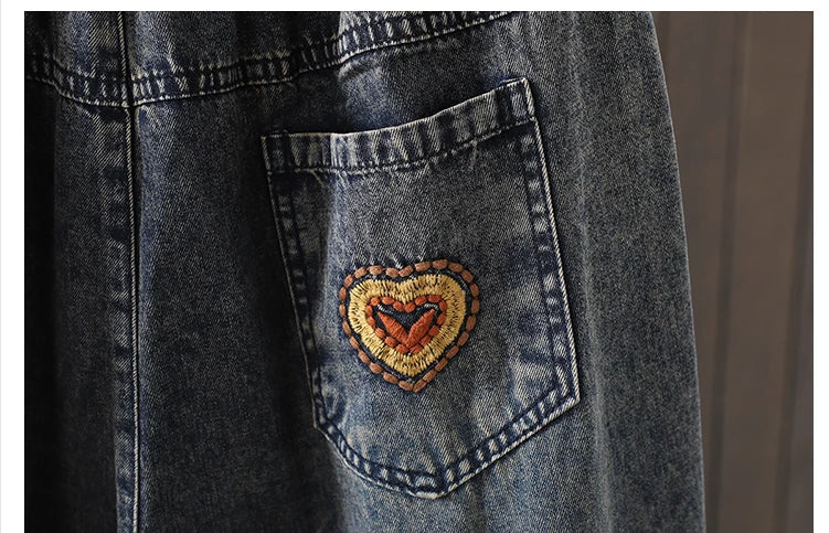 Fashion Y2K Women's Jeans plus Size Elastic Waist patch embroidery print Harem Pants Autumn Vintage Loose Ripped Denim Pants