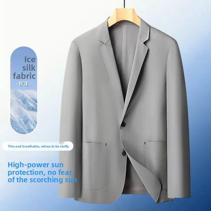 Sunscreen Jacket Blazer - Men's Fashionable Lightweight Business Casual Versatile Casual Cool and Light Thin Elastic Blazer