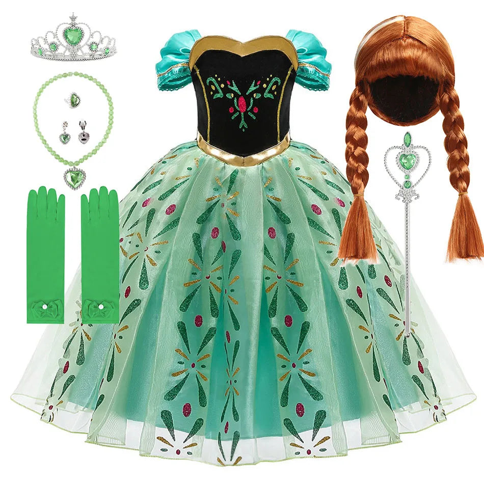 Children Anna Elsa Dress Girls Princess Cosplay Costume Kids Snow Queen Sequined Elegant Dress Girl Christmas Carnival Clothes