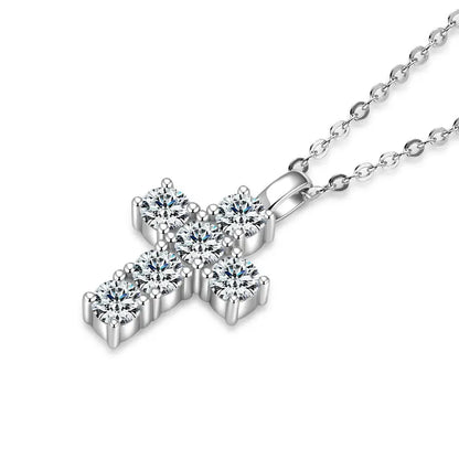 GRA Certified 3.5MM Moissanite Cross Pendant Necklaces for Women S925 Sterling Silver Clavicle Chains Fine Jewelry Gift