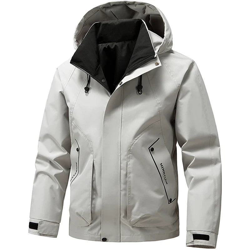 New Waterproof Jacket Men Outdoor Softshell Zip Up Hooded Jacket Windbreaker Hiking Camping Coat Lightweight Spring Autumn Coats