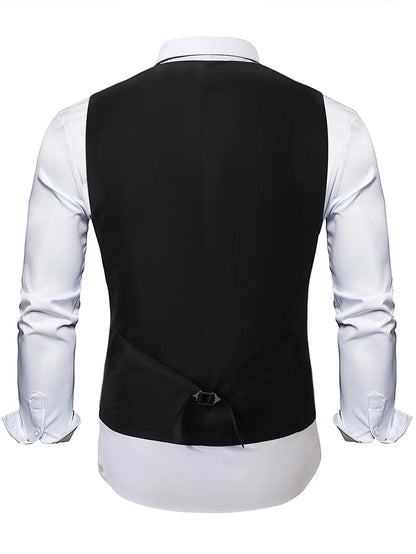 2026 New Black Men's Shiny Sequin Suit Collar Sleeveless Vest, Wedding/Party/Stage Performance, Gold or Silver Optional
