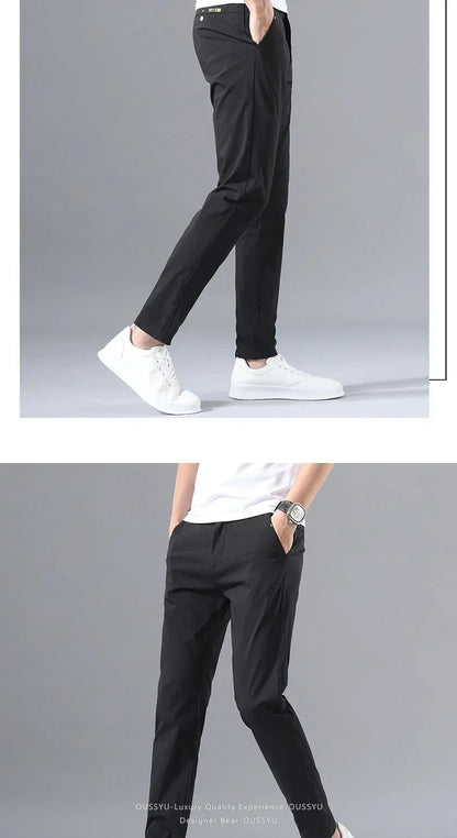 Summer Thin Slim Casual Pants Men Classic Business Cotton Stretch Golf Trousers Korean Male Clothing Work Khaki Chino Pants Man