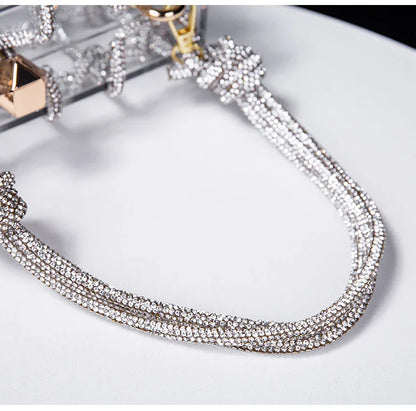 New Diamond Clear Acrylic Box Evening Clutch Bags Women Boutique Woven Knotted Rope Rhinestone Purses And Handbags Wedding Party