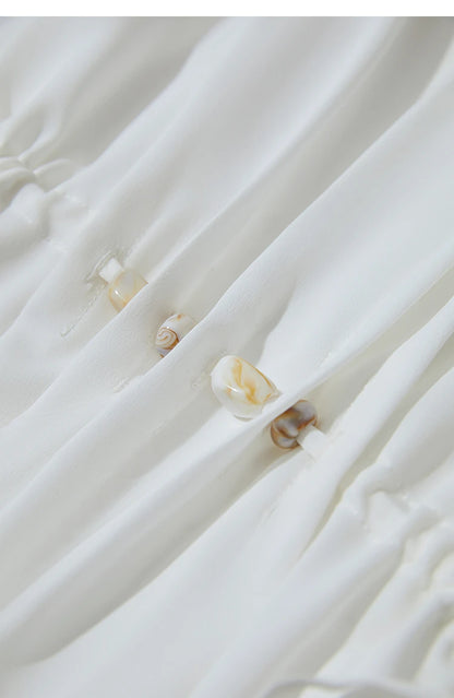 Minimalism Dresses 2025 Summer Vocation Women Loose Long Dresse Sleeveless High Waist Design Bead Drawstring Dress 12542177