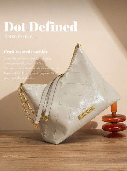 Women's Handbag New Silver Tote Bag Classic Car Seam Handheld Chain Bag