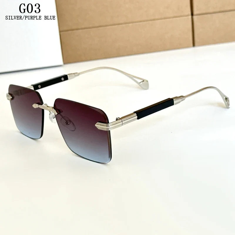 2024 Fashion Sunglasses For Men Luxe Rimless Sunglasses Women Trendy Vintage Glasses Lunette Soleil Femme Gafas De Sol Hombre