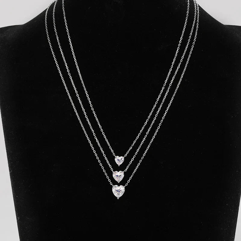 1/2/3ct Heart Cut Moissanite Pendant Necklace S925 Pure Silver Plated 18K Gold Women Necklace jewelry Gift GRA Certified