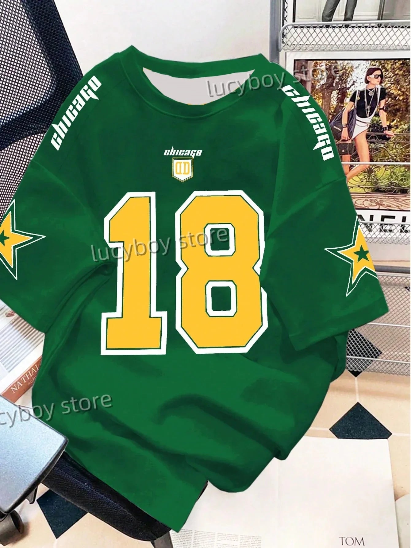 Mens 3D Number 18 Printed Short Sleeve T Shirt Man V Neck Sportwear Brooklyn Racing Football Tee Vintage Casual Tops Men Clothes