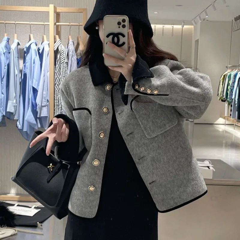 Hot Selling Slimming Vinegar Medium Long Suit Collar Windbreaker Women's Commuting Temperament Suit Jackets Single Breasted