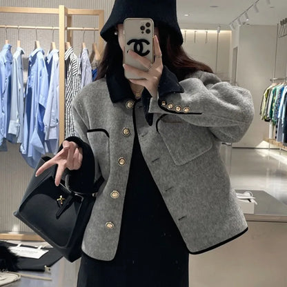 Hot Selling Slimming Vinegar Medium Long Suit Collar Windbreaker Women's Commuting Temperament Suit Jackets Single Breasted