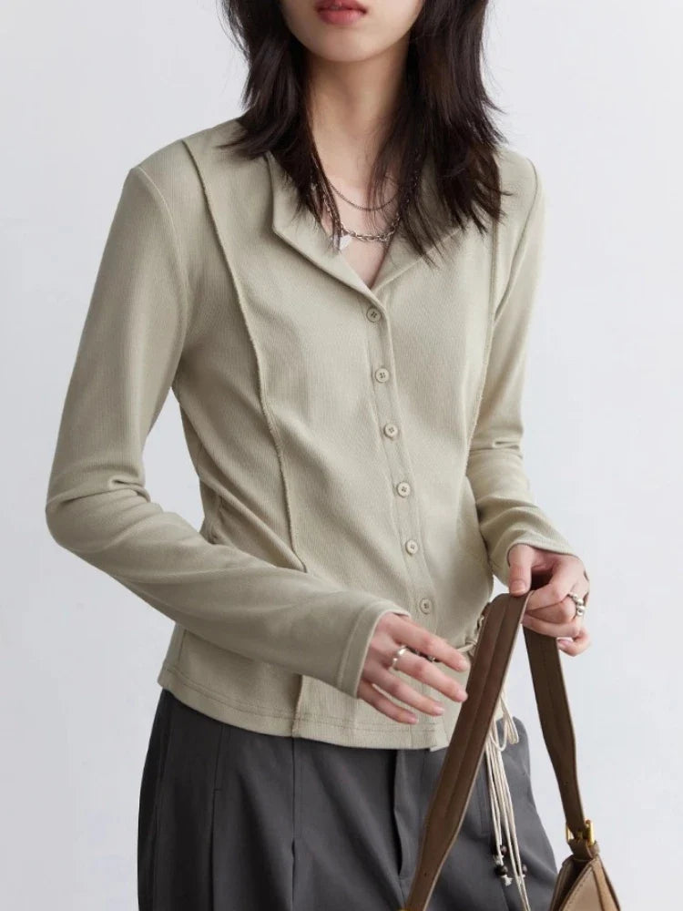 Women Cardigan Casual New Small Lapel Long Sleeved T-shirt Slim Female Knitted Sweaters Sports Spring Autumn 2025
