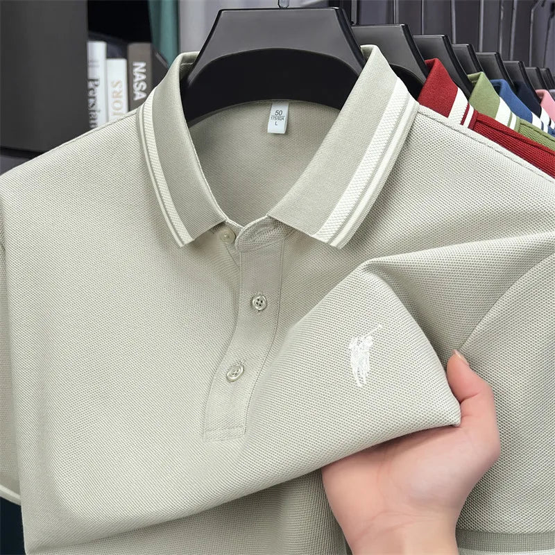 100% cotton luxury brand short sleeve polo shirt men new classic pony embroidery summer T-shirt high-end fashion casual Paul top