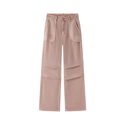 Women Pants Denim Drawstring Cool Feeling Loose Workwear American Street Style Cool Wide Leg 2026 Summer Fashion Top