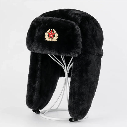 Men Women Ear Flap Hat Winter Full Fur Warm Outdoor Hat Windproof Cold Resistant Thickened Thermal Headwear for Cold Weather