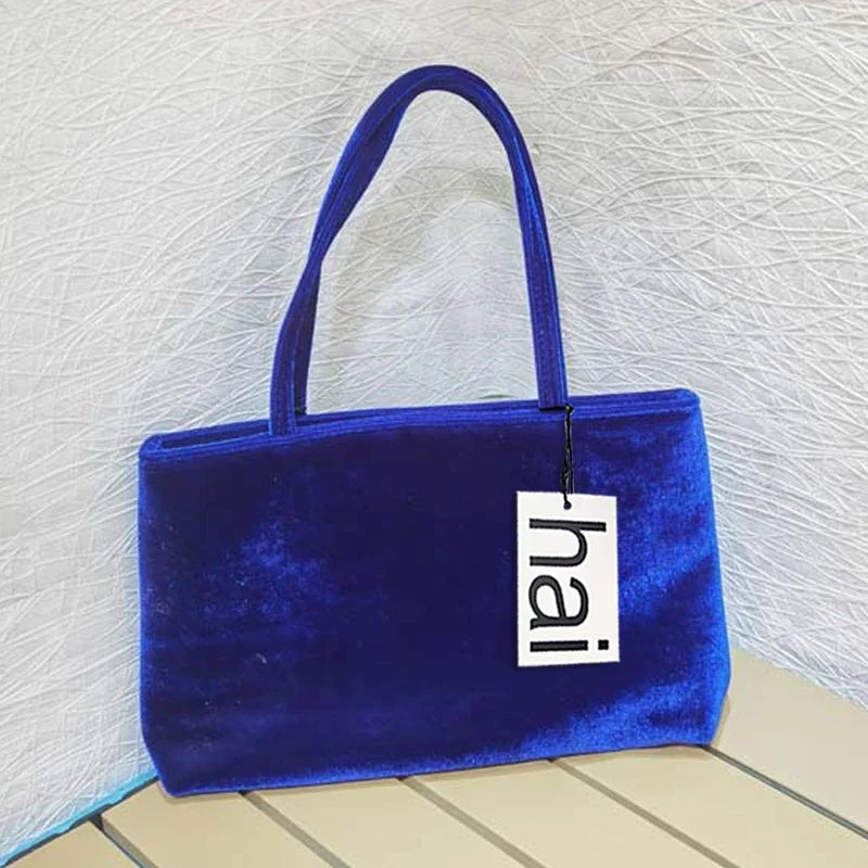 Luxury Premium Designer Elegant Womens Silk Satin Small Tote Solid Color Shoulder Underarm Purse Versatile Fashion Commuting Bag