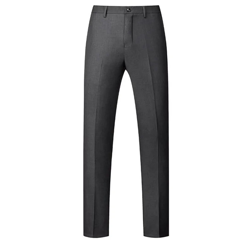 New Men Solid Colour Formal Suit Pants Black / Red / Royal Blue Homme Wedding Office Social Slim Fit Trousers
