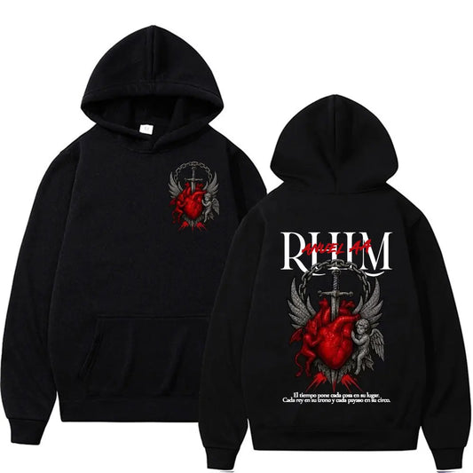 Rapper Anuel AA Rhlm 2 Album Tour Graphic Hoodies Men's Clothing Oversized Hip Hop Gothic Long Sleeve Hoodie Comfort Sweatshirts