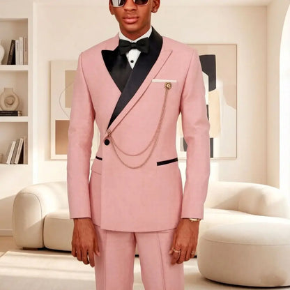 Slim Fit Suits for Men 2 Pieces Formal Wedding Suits Mix Match Elegant Asymmetric Shawl Collar Embellished Separates Prom Wear