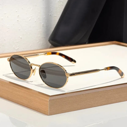 Alloy Small Oval Sunglasses Acetate Germany Trendy Fashion Design UV400 for Men Women Classical Vintage Eyeglasses
