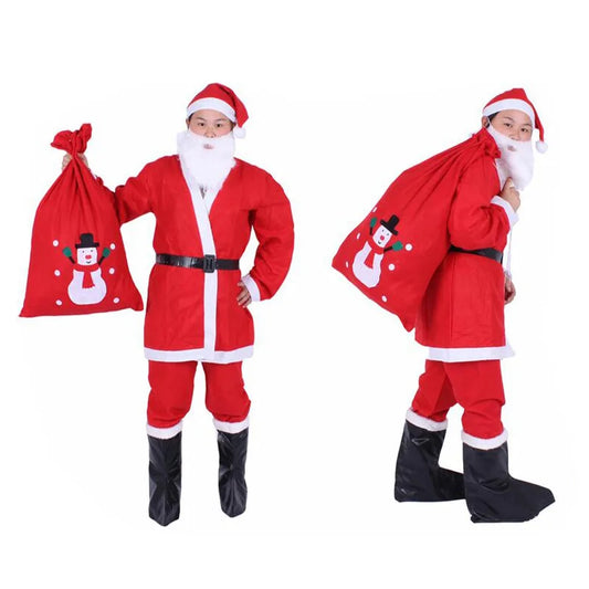 7PC Santa Claus Costume Sets Christmas Party Prom Adult Role Playing New Year Christmas Clothing Adult Character Cosplay Costume