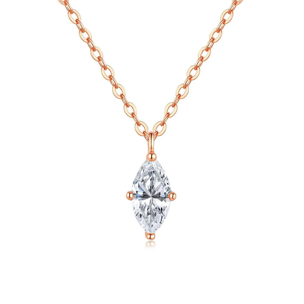 1CT 2CT Marquise Cut Diamond Pendent Necklace GRA Certified 925 Sterling Silver 18k Plated Solitaire Necklace for Women Jewelry