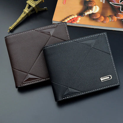 Homme court bifold en faux cuir masculina billetera porte-cartes d'identité porte-monnaie pochette couleur unie hombre business mince
