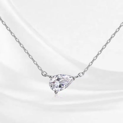 1-4CT Pear Cut Moissanite Pendant Necklace for Women Girls 3 Designs Lab Diamond Wedding Silver 925 Chains Fine Jewelry