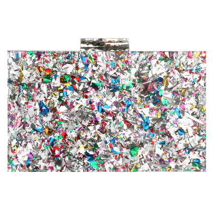 Women Handbags Evening Banquet Party Clutch Bag Rectangle Multicolor Geometric Trend Designed Acrylic Bags Chain Crossbody Bag
